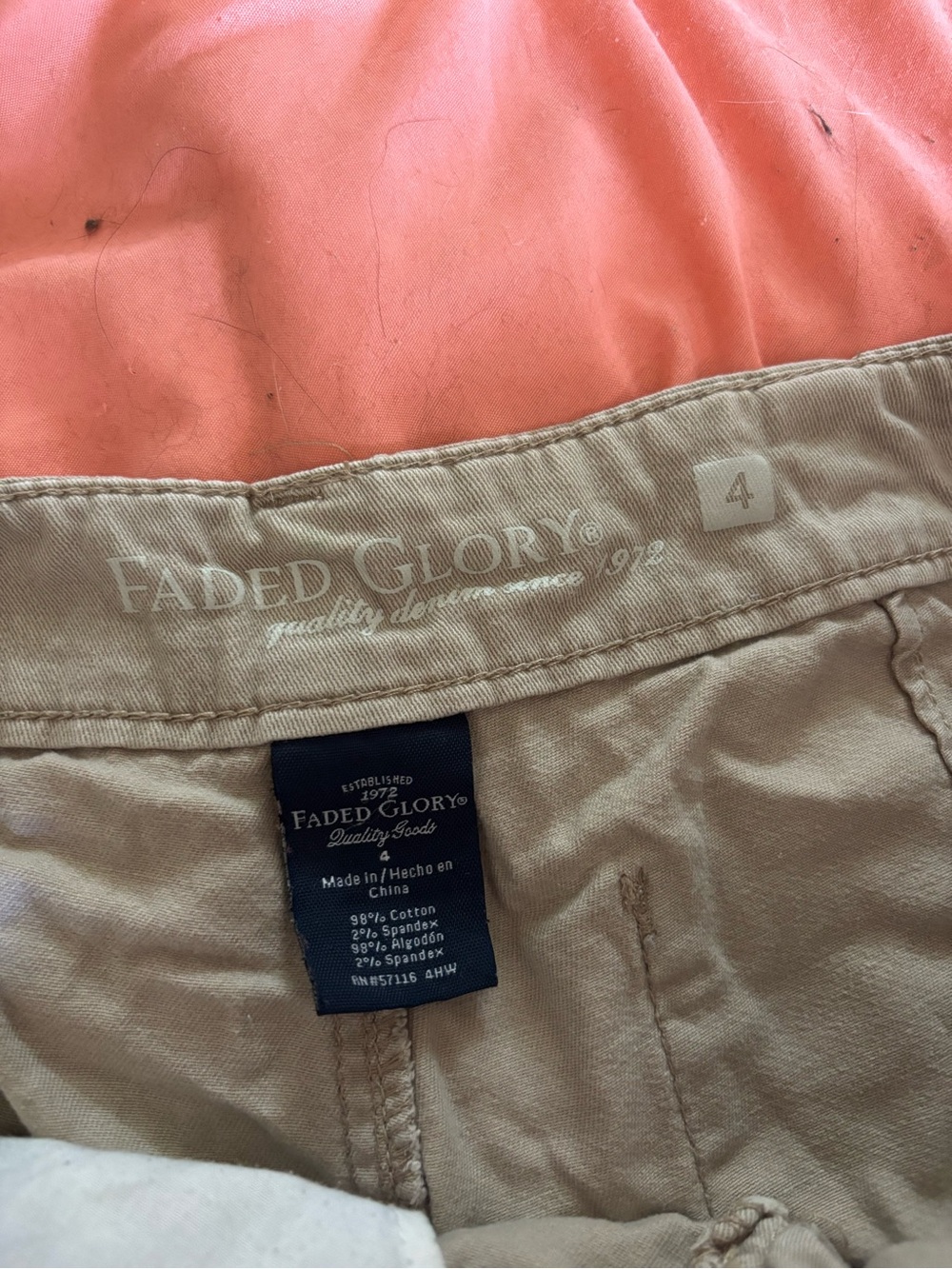 Faded Glory Tan Cargo Shorts - Light Khaki - Picture 2 of 2